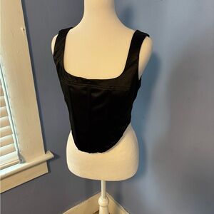 Chic Black Satin Corset Top